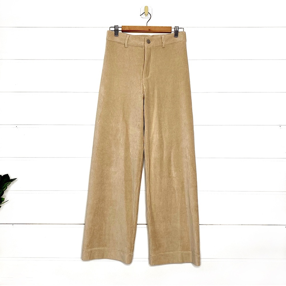 NWOT Tan High Rise Relaxed Corduroy Trouser Pants Size Small